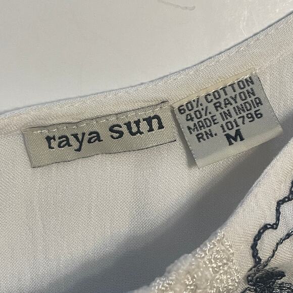 Raya Sun Ombre Beachy Dress Womens Medium White Gray Black Embroidered Tiered - Picture 5 of 6